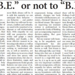 To “B.E.” Or Not To “B.E.”